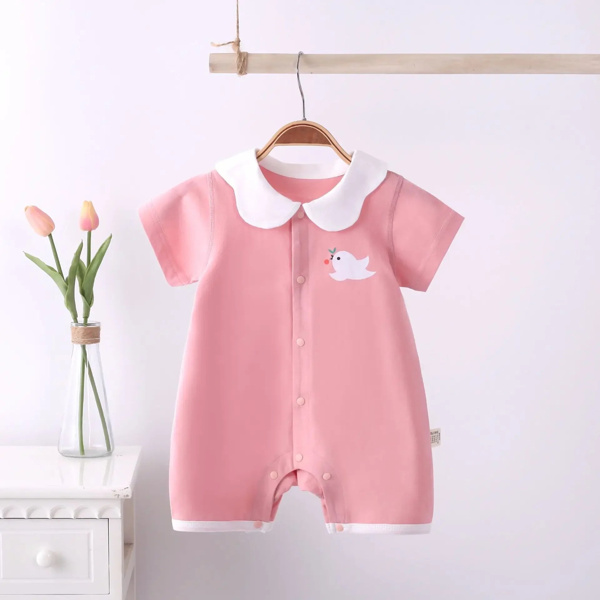 Baby-Strampler Sommer – Kurzarm, 100% Baumwolle & Pyjama