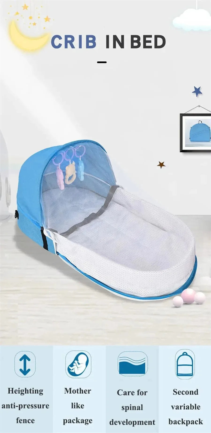 Baby-Reisebett faltbar – Moskitonetz, Matratze & Camping