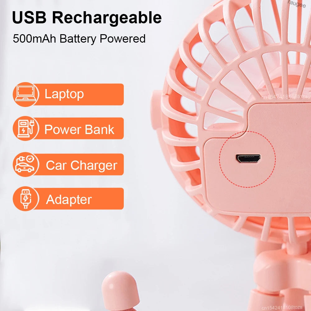 Clip-Ventilator USB wiederaufladbar – 360° drehbar, Mini-Lüfter für Kinderwagen & Schreibtisch
