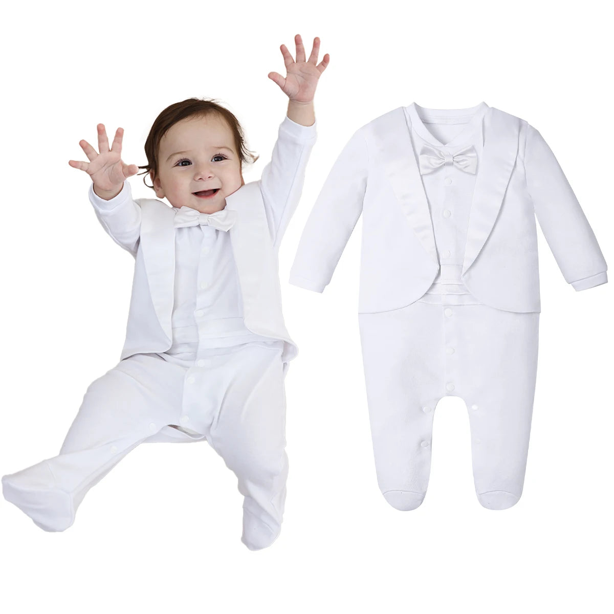 Baby-Taufoutfit Junge – Smoking, Weiß & Elegant