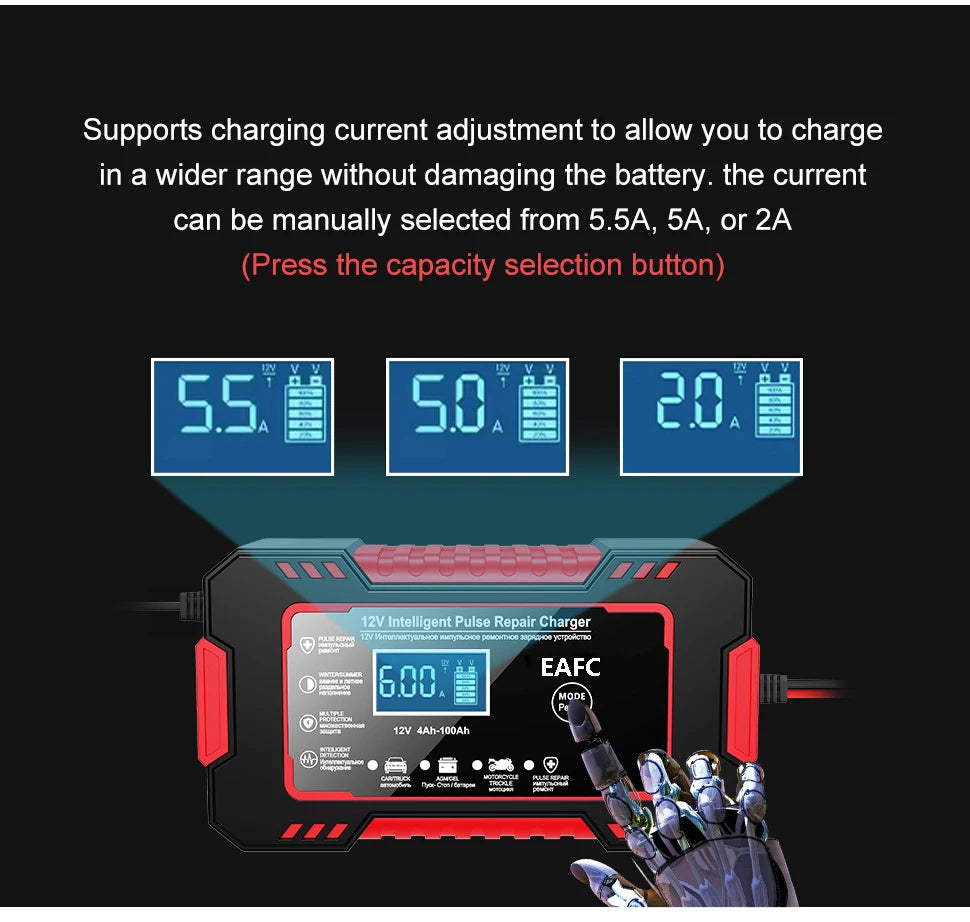 Smart Puls-Batterieladegerät 12V 6A – LCD & AGM/GEL