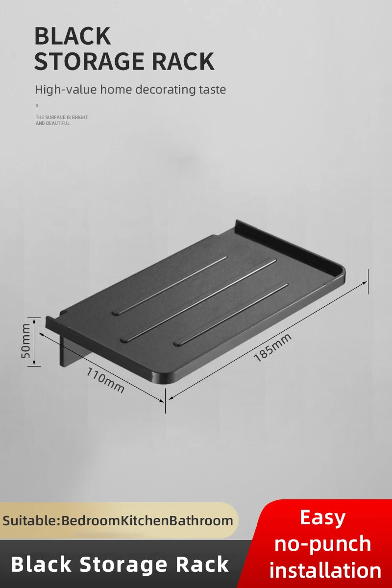 Badezimmer-Wandregal Duschkorb – Schwarz, ABS & Wandmontage