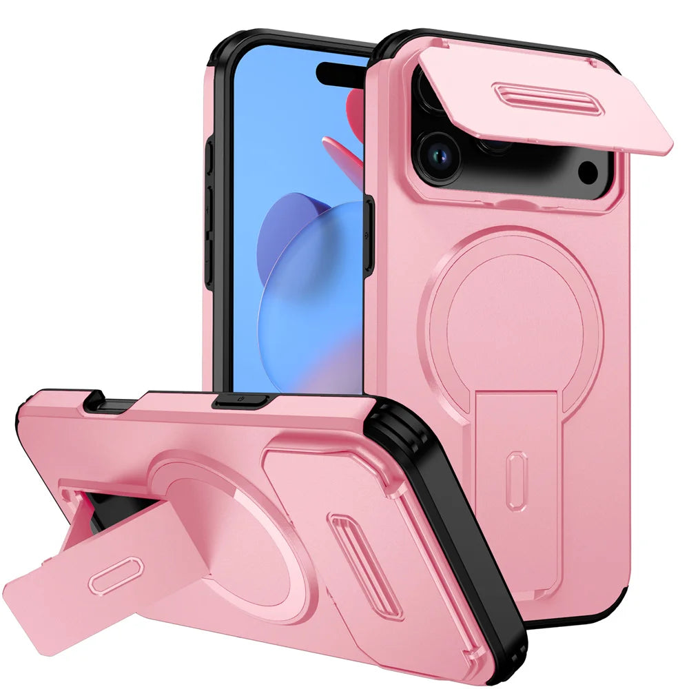 Magnetische Falt-Ständer Hülle für iPhone – Stoßfest, MagSafe-kompatibel, Ganzkörperschutz