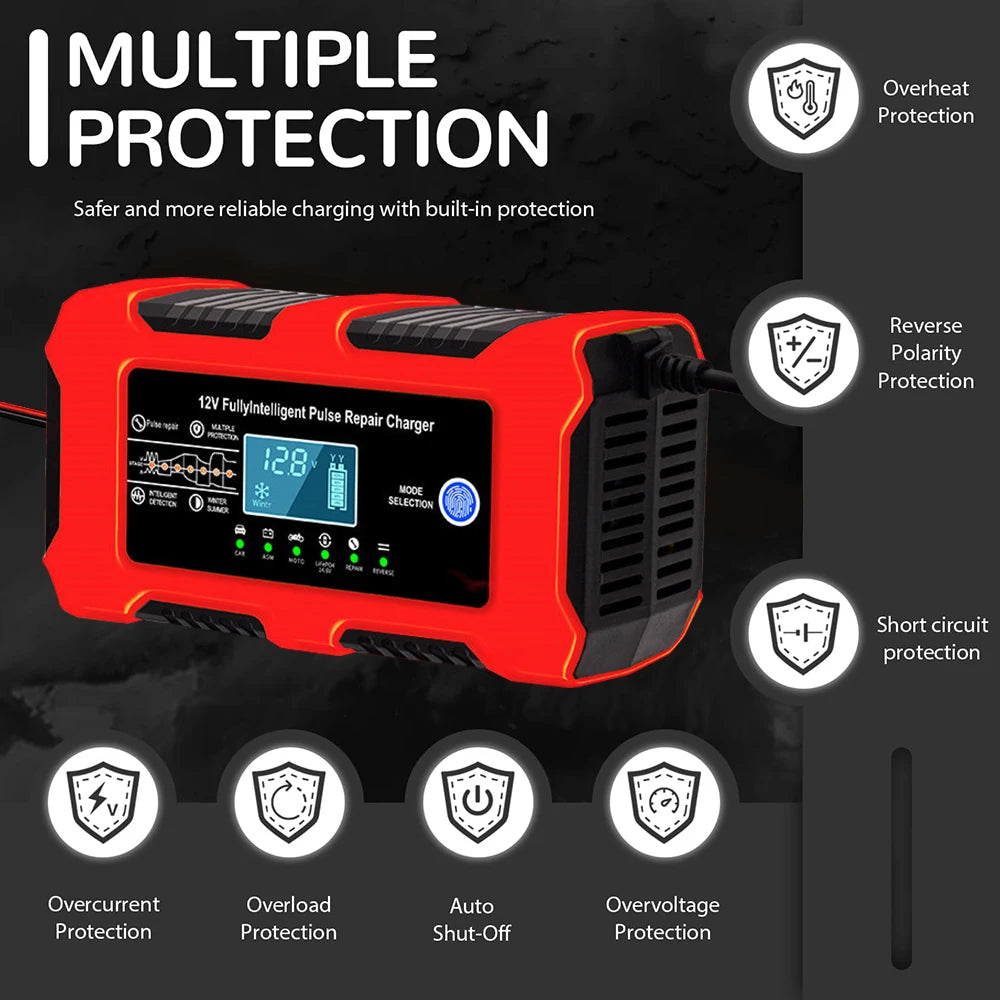 Auto-Batterieladegerät 10A – Großbildschirm, 12V & Reparatur