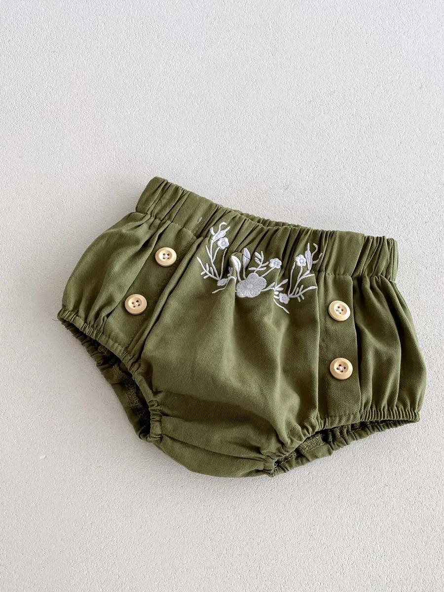 Baby-Kleid Mädchen – Sommer, Grüner Wald & Stickerei