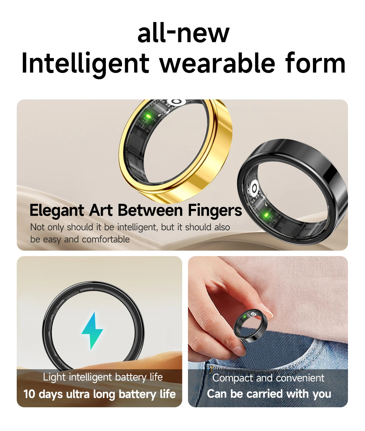 Smart Ring – Gesundheitsmonitor, 5ATM & Multi-Sport