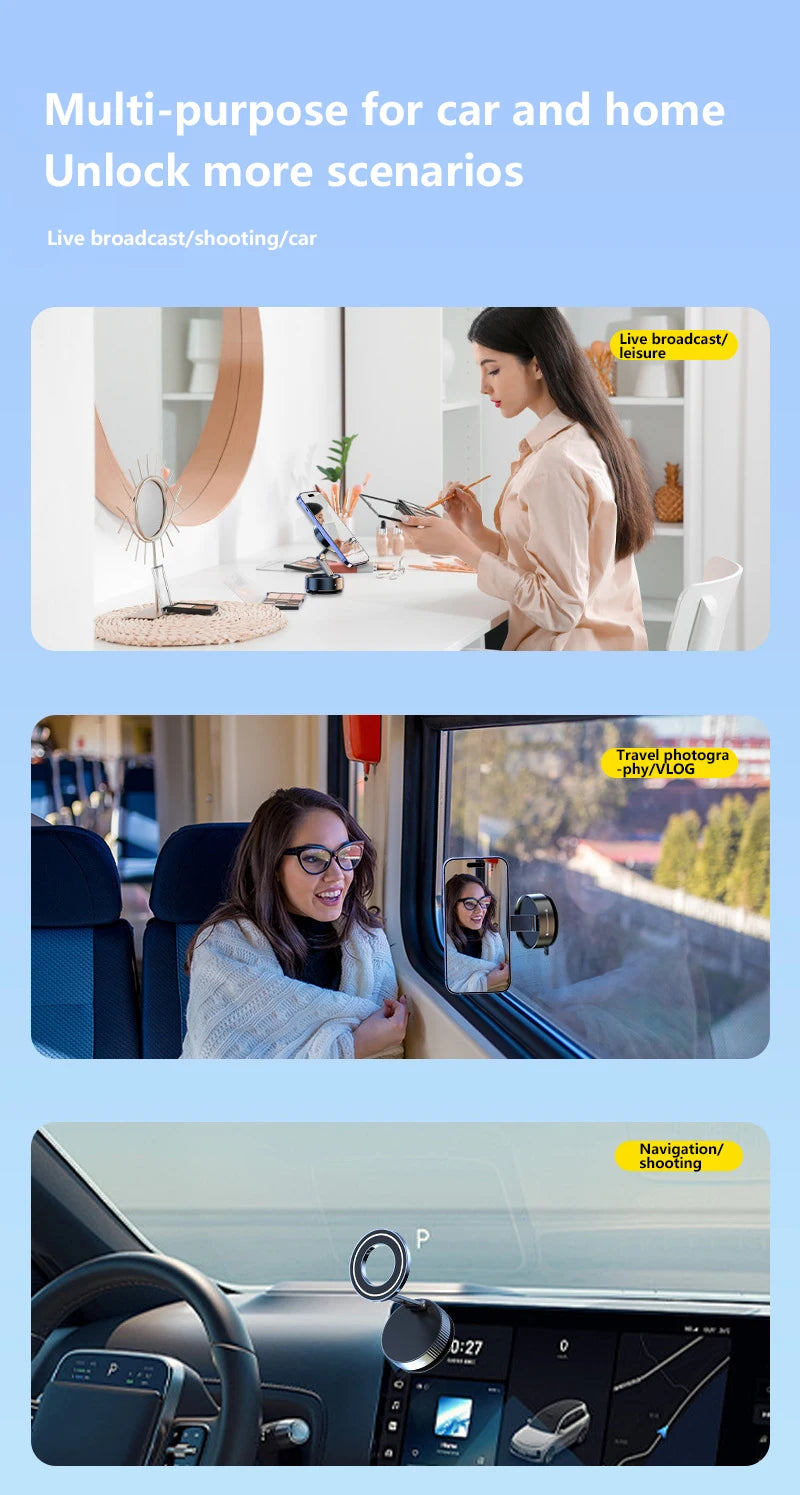 Magnetischer Handyhalter – Saugnapf, 360° & faltbar