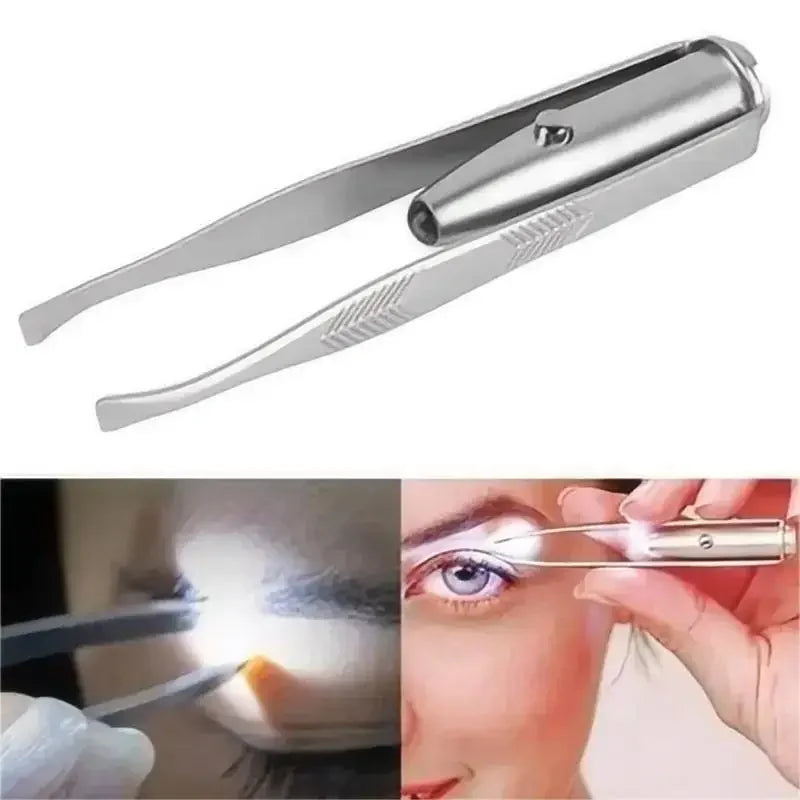Augenbrauen-Pinzette mit LED-Licht – Edelstahl & Tragbar