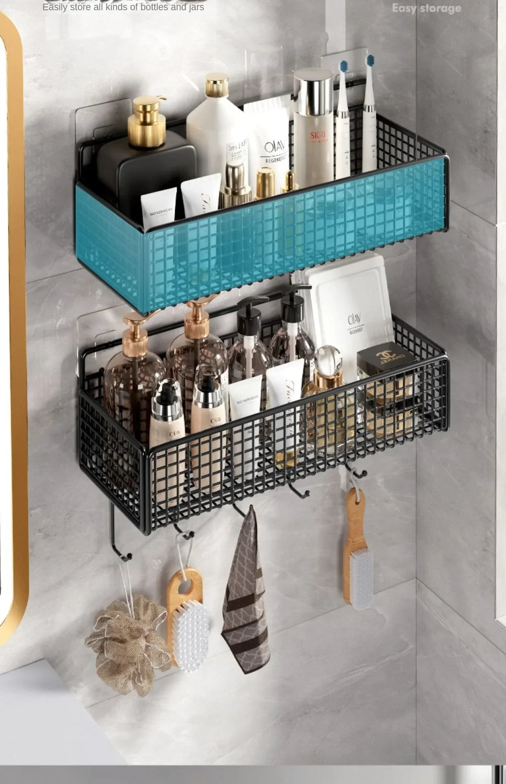 Badezimmer-Organizer Wandregal – Ohne Bohren & multifunktional