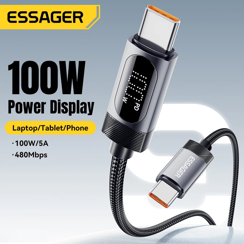 USB-C Kabel 100W mit LED-Display – Schnellladung für iPhone & Android