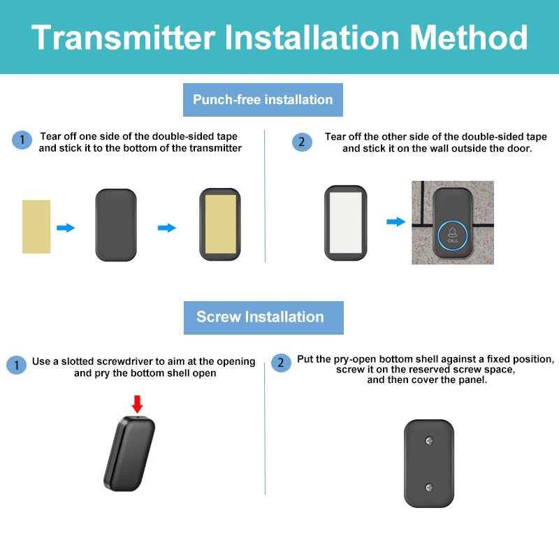 Kabelloser Türklingel 300m – 60 Melodien, Smart Home