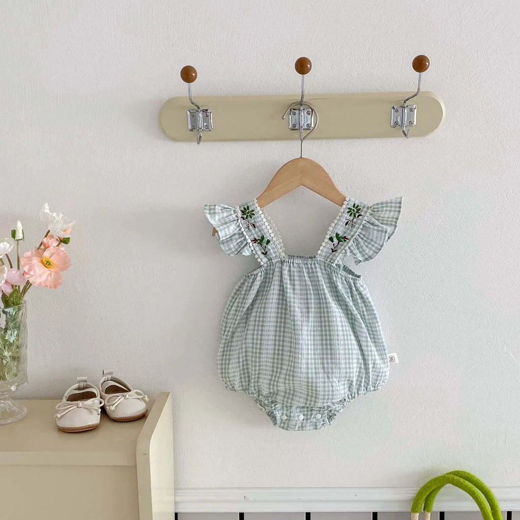 Baby-Kleid Mädchen – Sommer, Grüner Wald & Stickerei