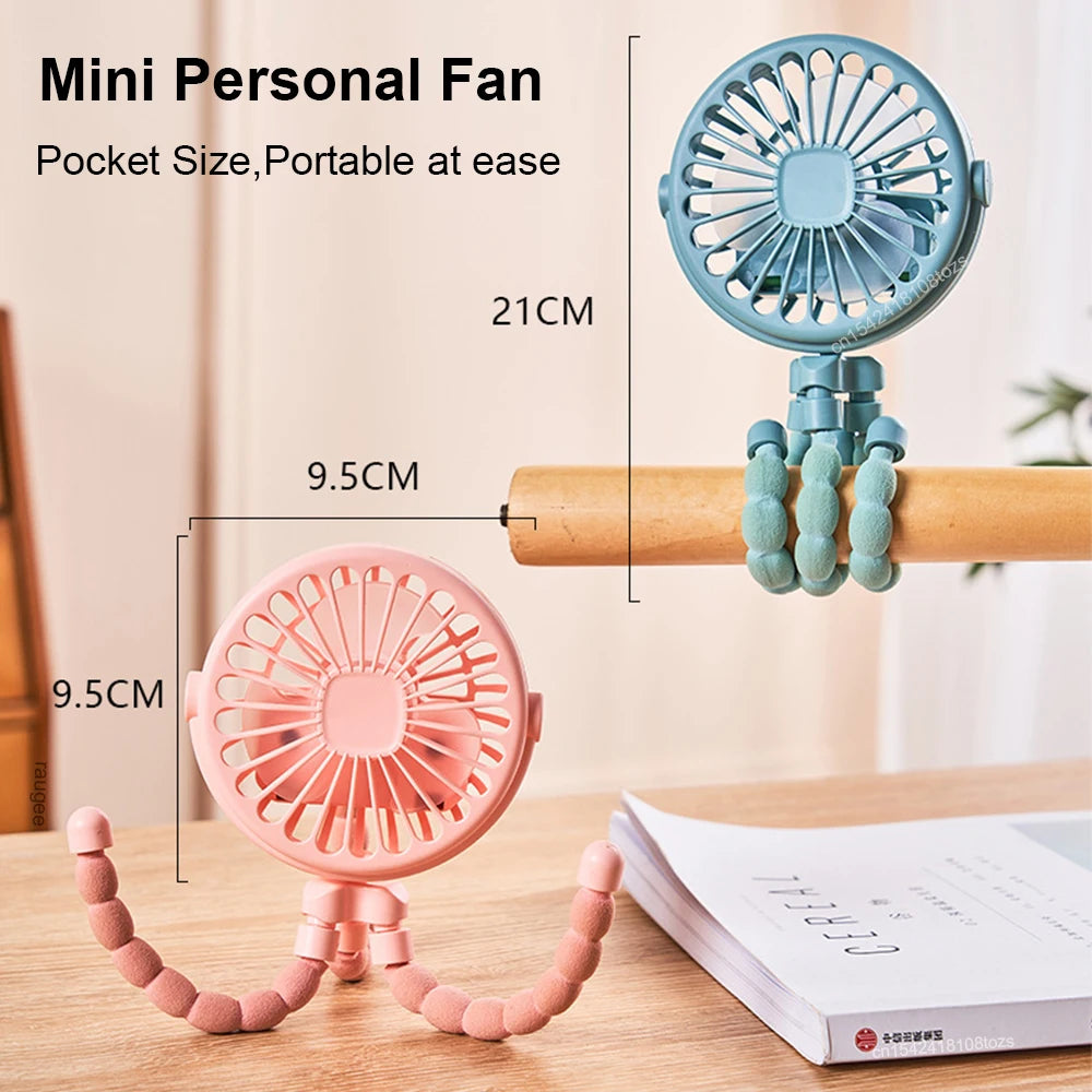Clip-Ventilator USB wiederaufladbar – 360° drehbar, Mini-Lüfter für Kinderwagen & Schreibtisch