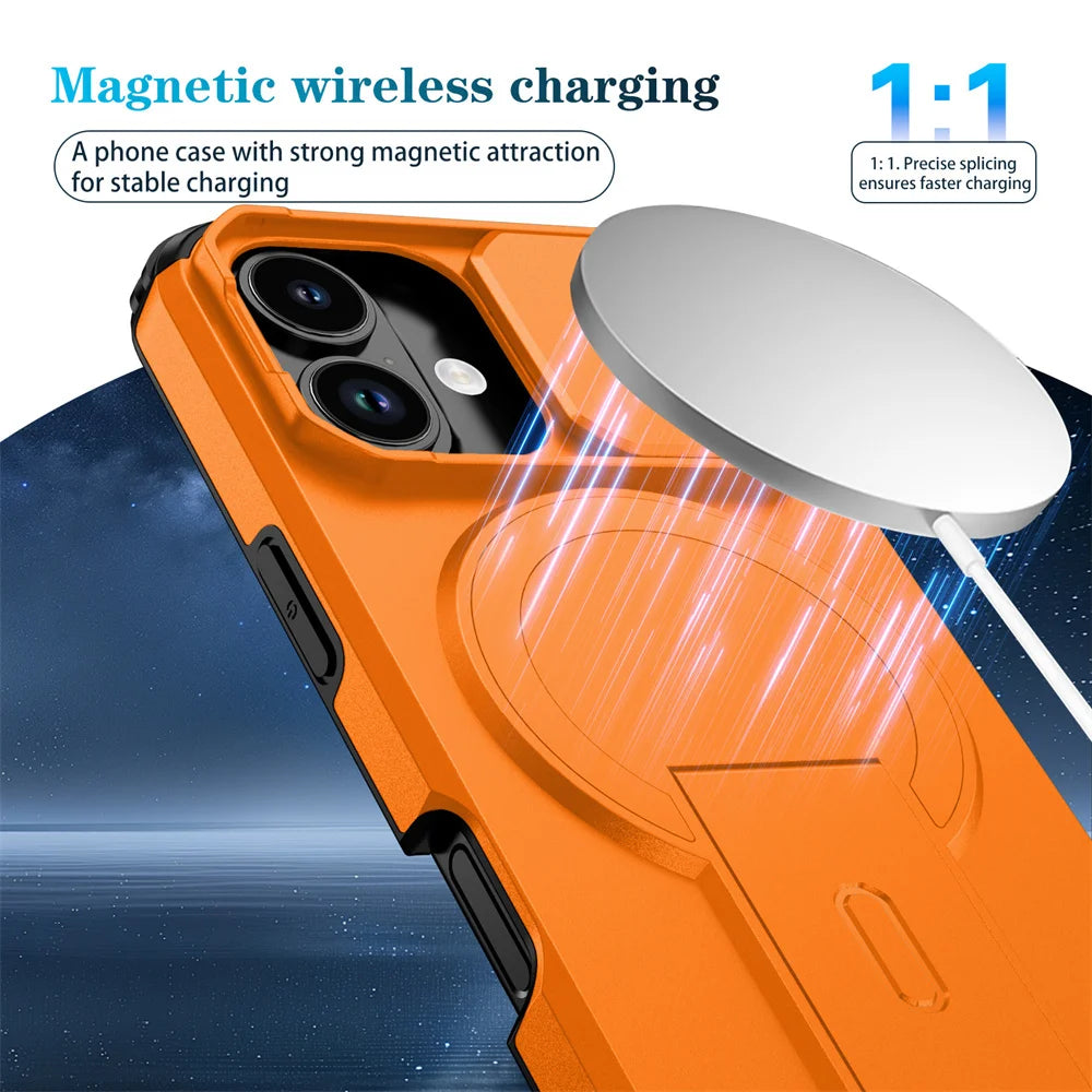 Magnetische Falt-Ständer Hülle für iPhone – Stoßfest, MagSafe-kompatibel, Ganzkörperschutz