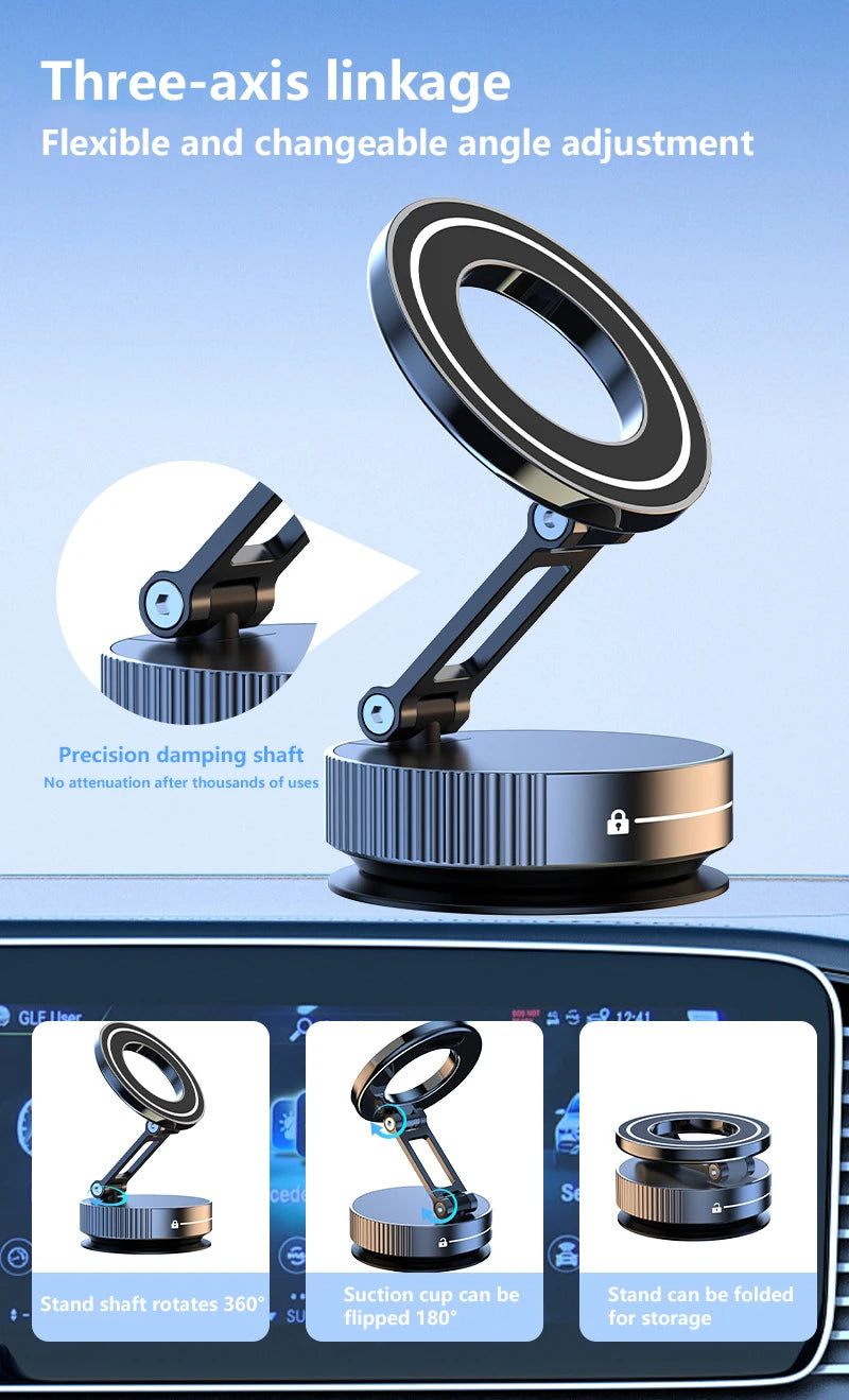 Magnetischer Handyhalter – Saugnapf, 360° & faltbar