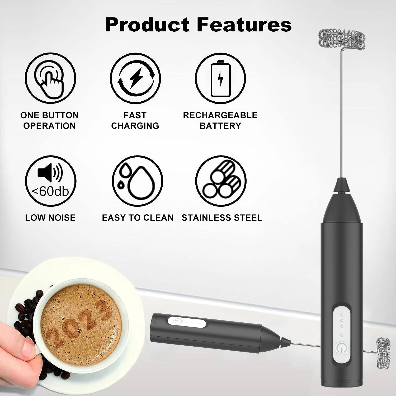 Mini Milchaufschäumer USB – 3 Stufen Kaffee & Cappuccino