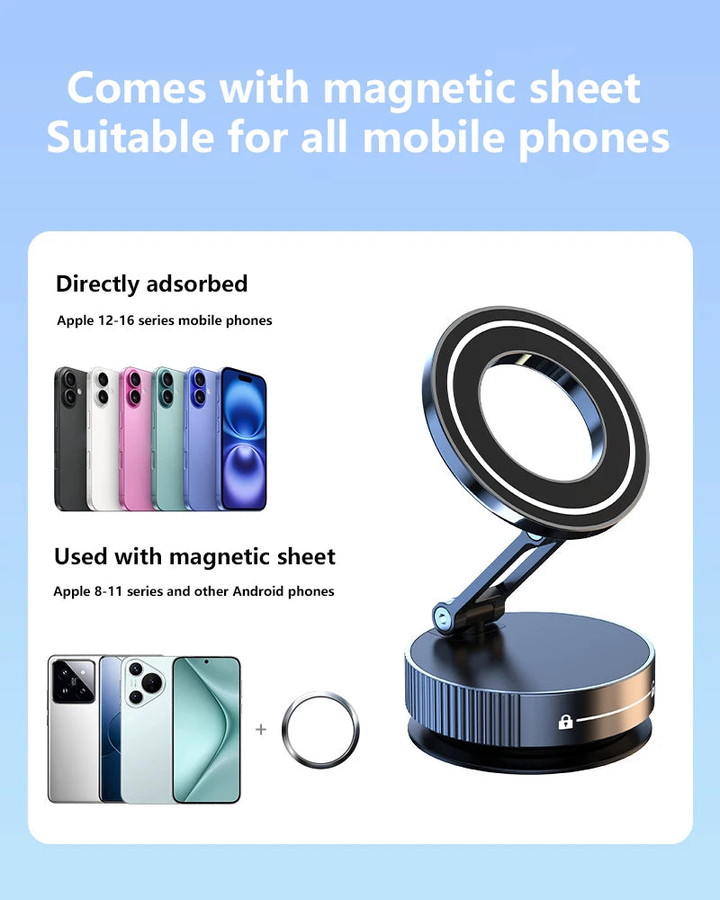 Magnetischer Handyhalter – Saugnapf, 360° & faltbar