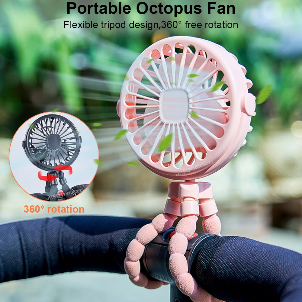 Clip-Ventilator USB wiederaufladbar – 360° drehbar, Mini-Lüfter für Kinderwagen & Schreibtisch