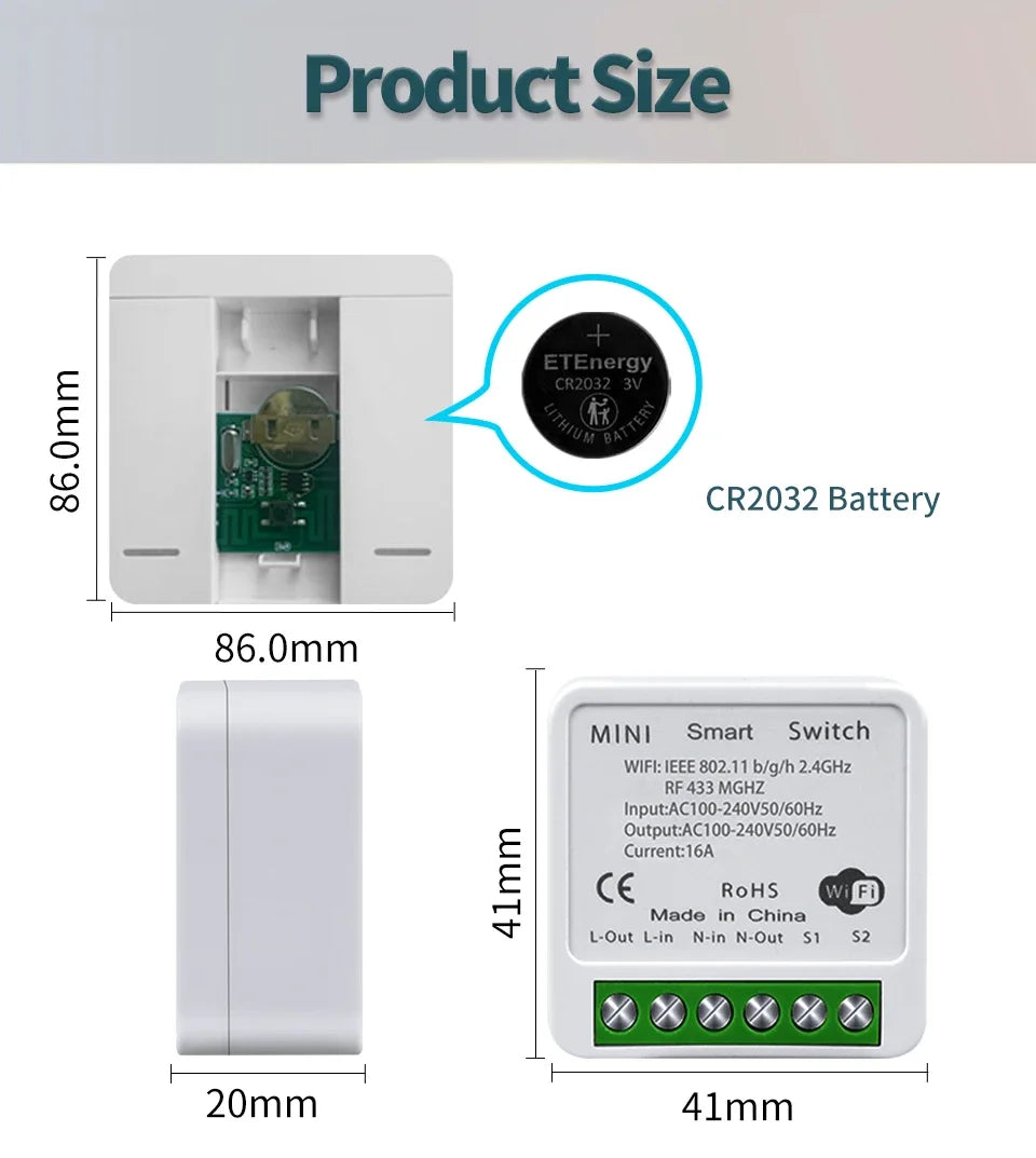Tuya WiFi Schalter RF 433MHz – Alexa & Google