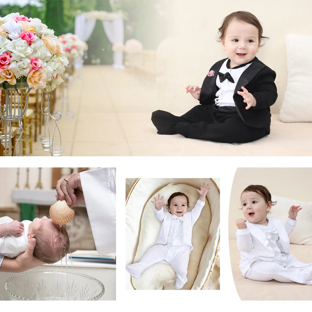 Baby-Taufoutfit Junge – Smoking, Weiß & Elegant