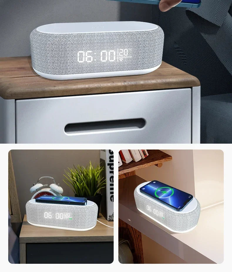 Wecker mit kabelloser Ladestation – Nachtlicht, Thermometer & 15W Fast Charging