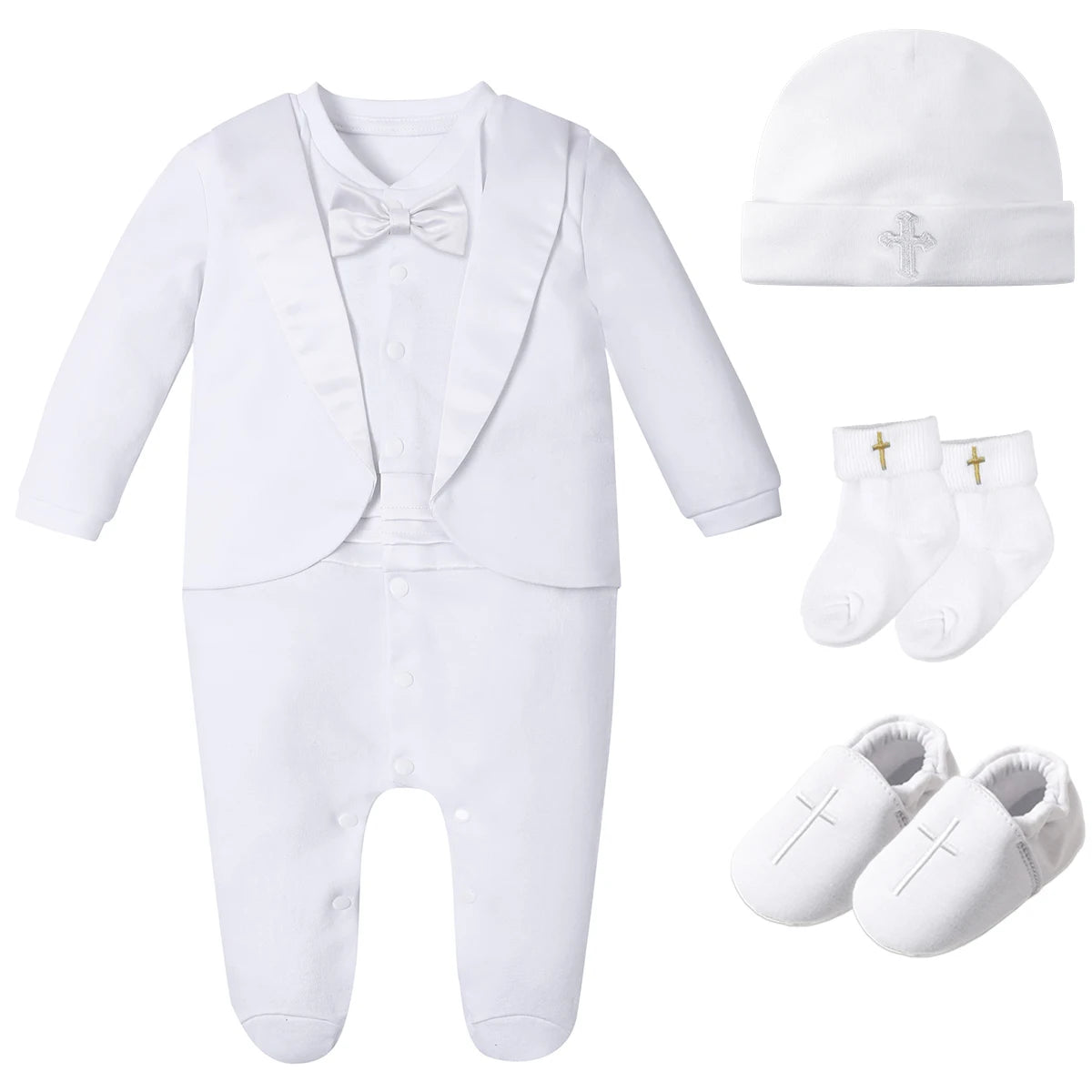 Baby-Taufoutfit Junge – Smoking, Weiß & Elegant