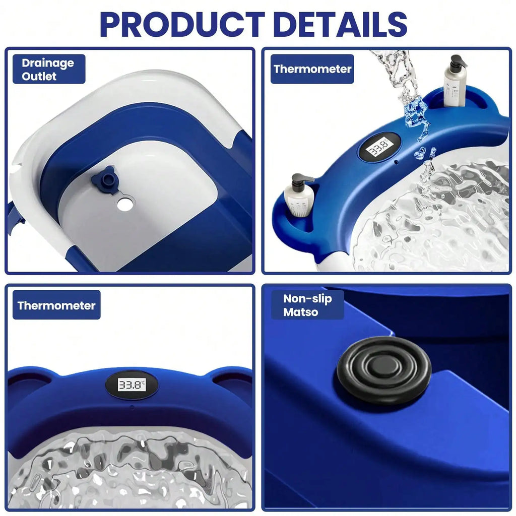 Baby-Badewanne faltbar – Thermometer, Schwimmkissen & Ablauf
