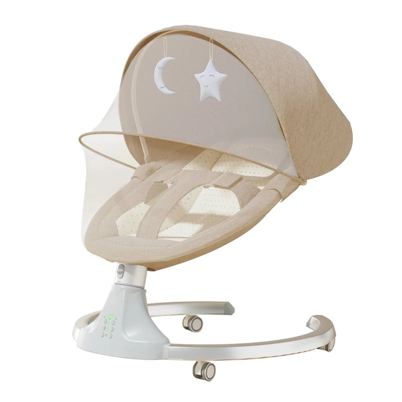 Elektrische Baby-Wiege – Bluetooth, Musik & Moskitonetz