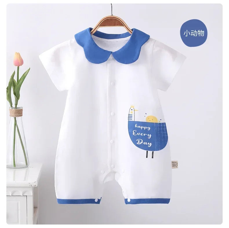 Baby-Strampler Sommer – Kurzarm, 100% Baumwolle & Pyjama