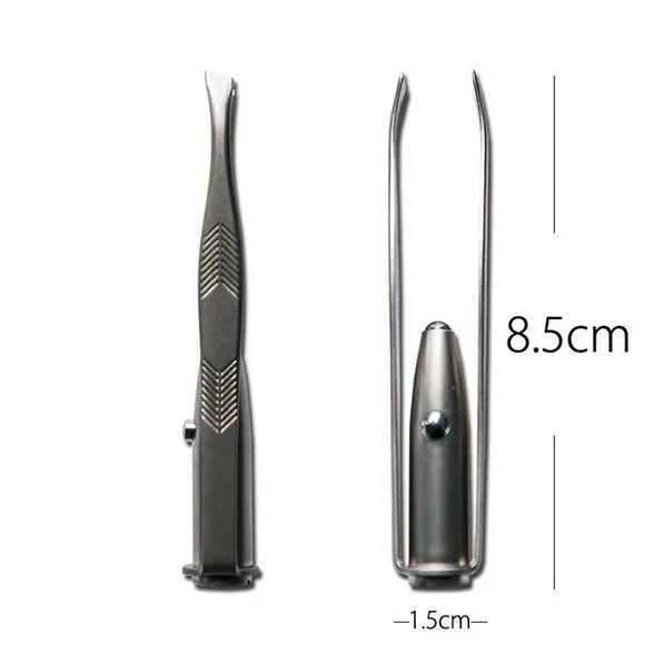 Augenbrauen-Pinzette mit LED-Licht – Edelstahl & Tragbar
