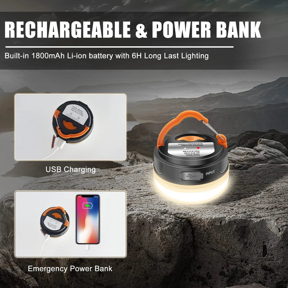 Campinglaterne 10W – USB aufladbar, 1200mAh & hängbar