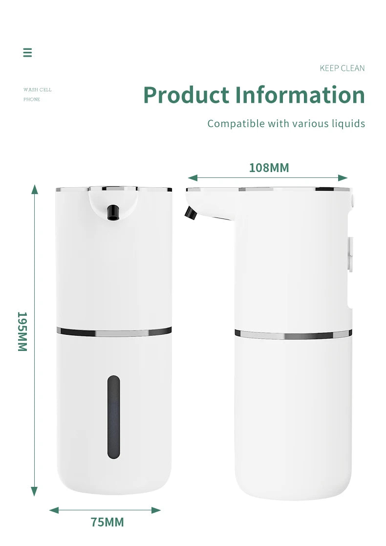 Automatischer Seifenspender – 380ml, wiederaufladbar, 4 Stufen | Sensor-Dispenser