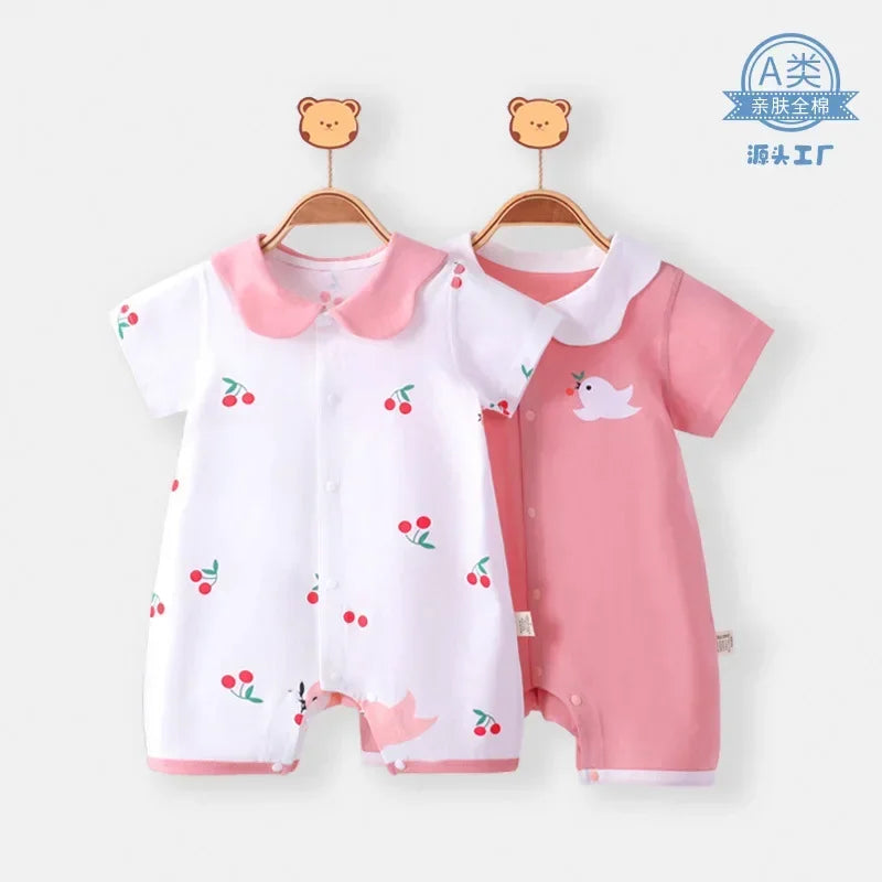 Baby-Strampler Sommer – Kurzarm, 100% Baumwolle & Pyjama