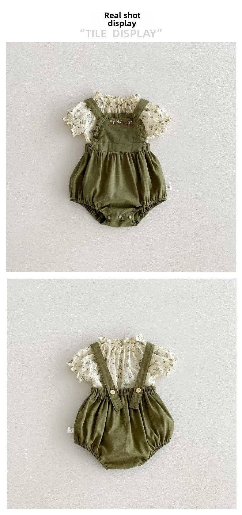 Baby-Kleid Mädchen – Sommer, Grüner Wald & Stickerei