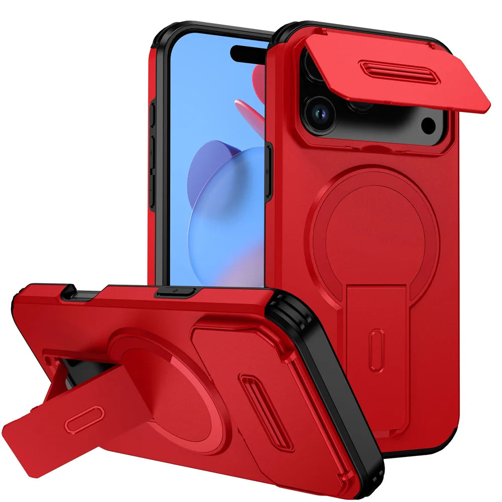 Magnetische Falt-Ständer Hülle für iPhone – Stoßfest, MagSafe-kompatibel, Ganzkörperschutz