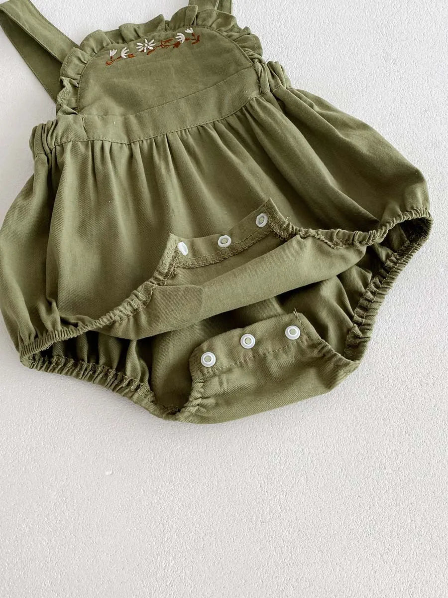 Baby-Kleid Mädchen – Sommer, Grüner Wald & Stickerei