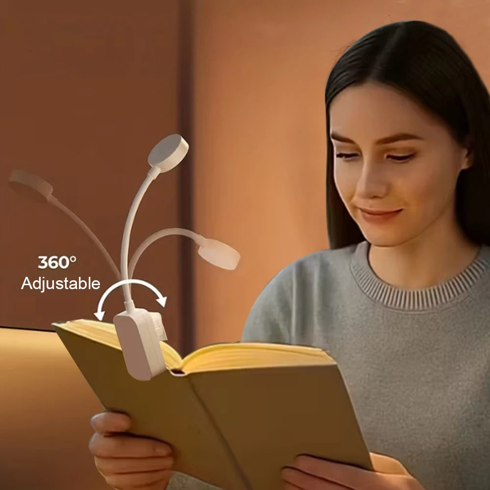 Buchlampe LED Clip – 3 Farben, dimmbar & Akku