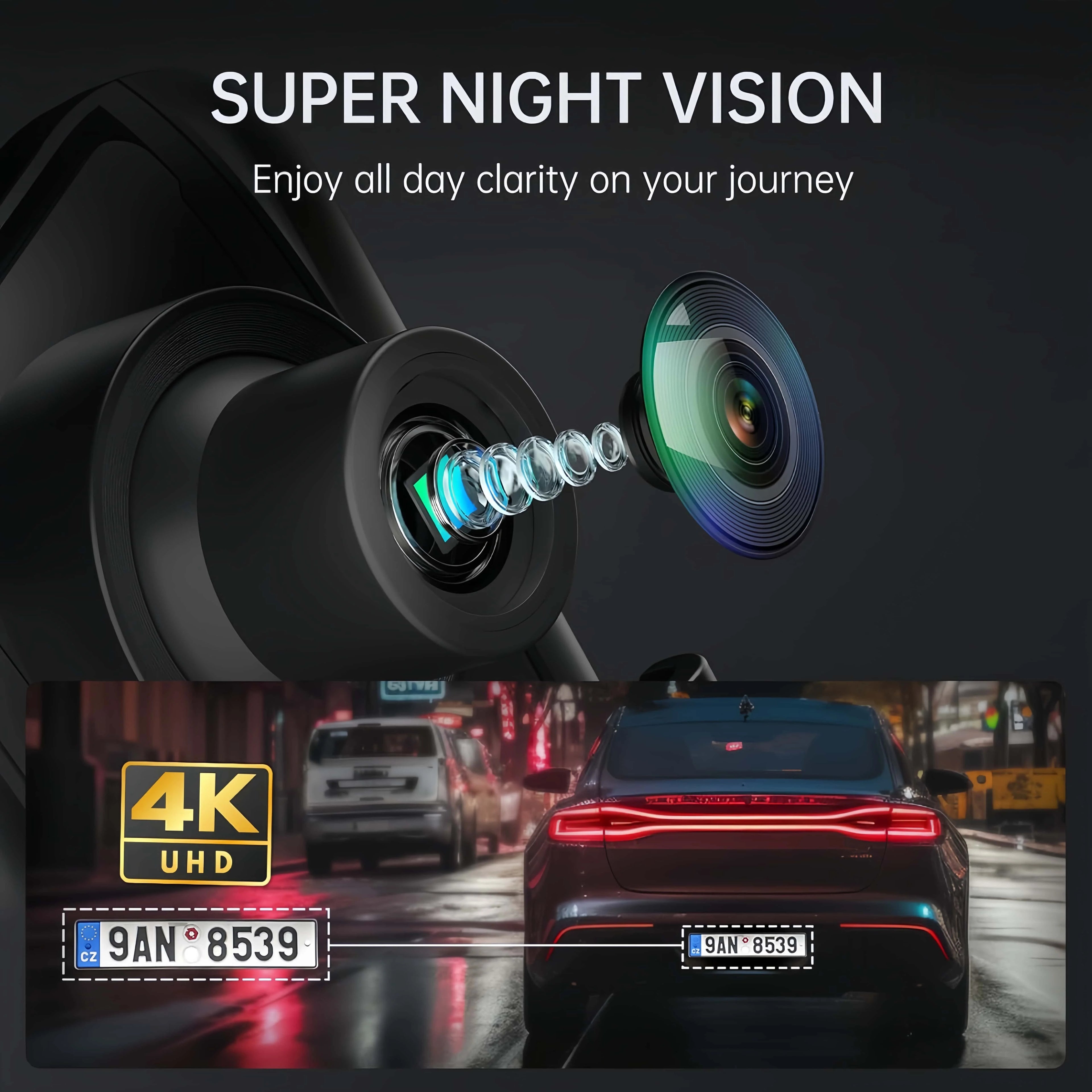 Dashcam 4K Rückspiegel – Dual-Kamera & 9,66" IPS Display