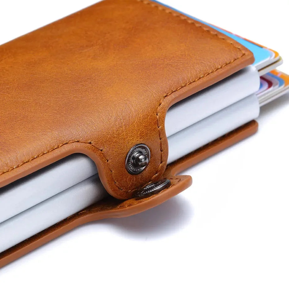 RFID-Schutz Slim Wallet – Dünne Herren-Geldbörse aus Carbon & PU-Leder, 14 Karten