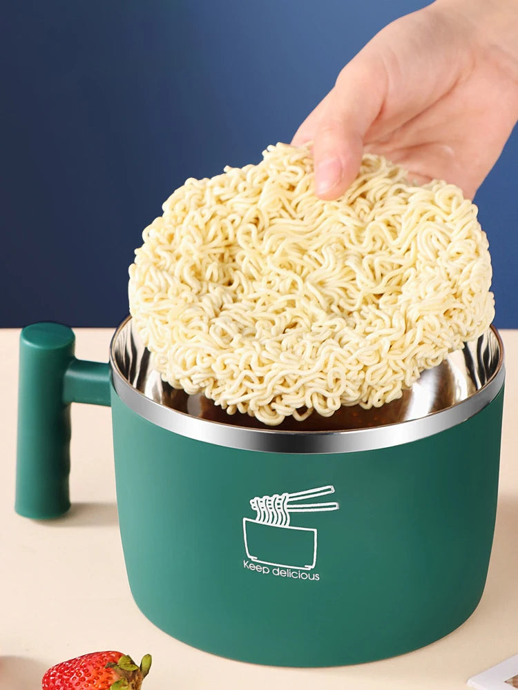 Edelstahlschüssel mit Deckel für Instant-Nudeln – 1000 ml, auslaufsicher & tragbar