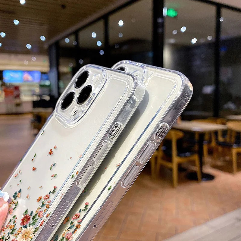 iPhone Hülle Blumenmuster – Transparent, Silikon & Stoßfest