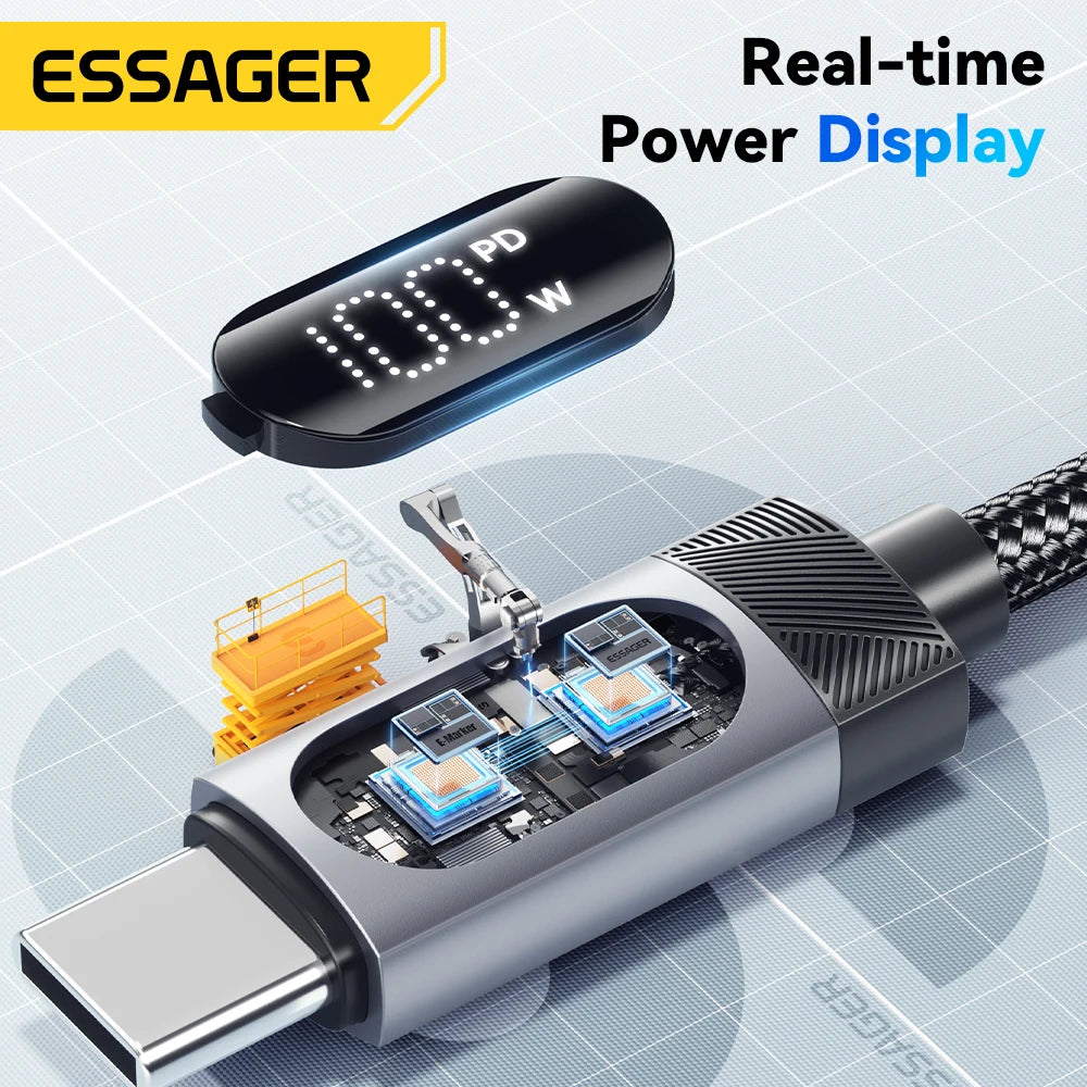USB-C Kabel 100W mit LED-Display – Schnellladung für iPhone & Android