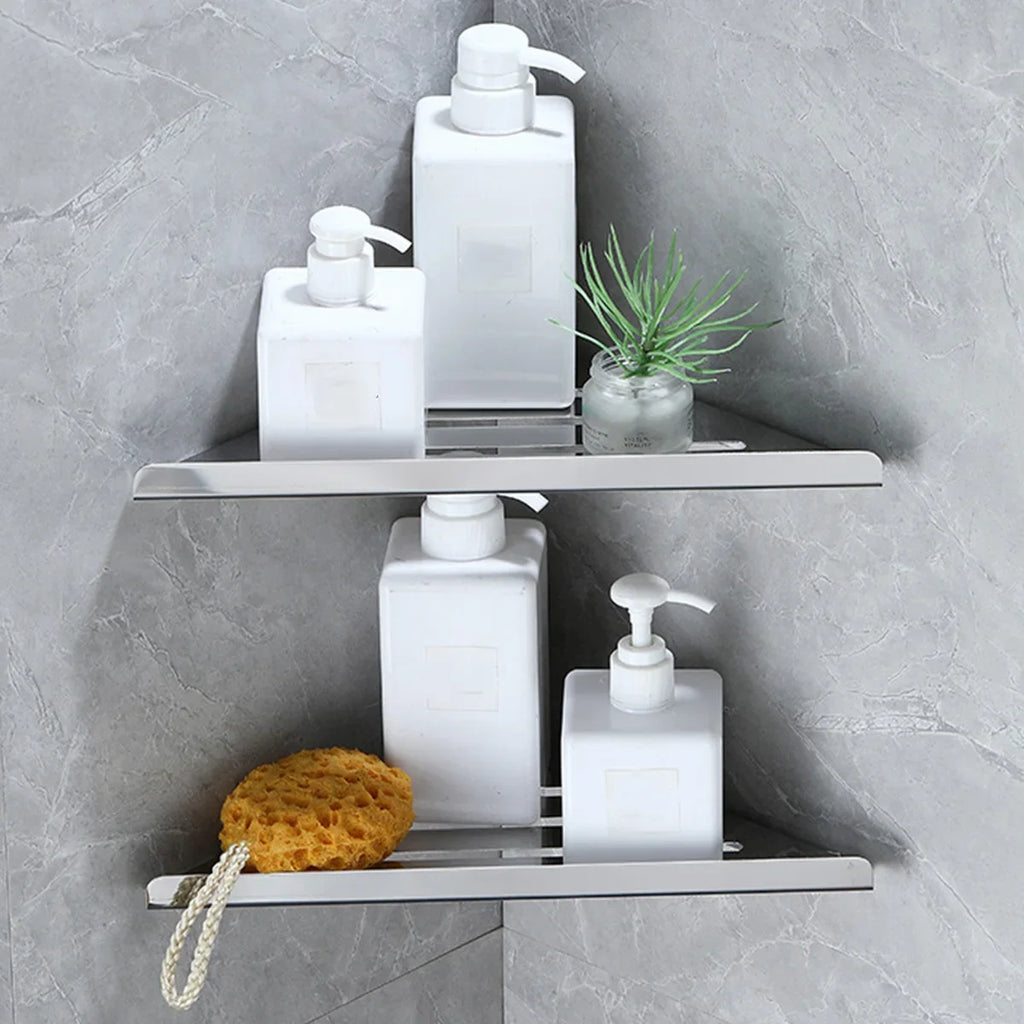 Eckregal Dusche – Edelstahl 304, ohne Bohren & Shampoo-Ablage