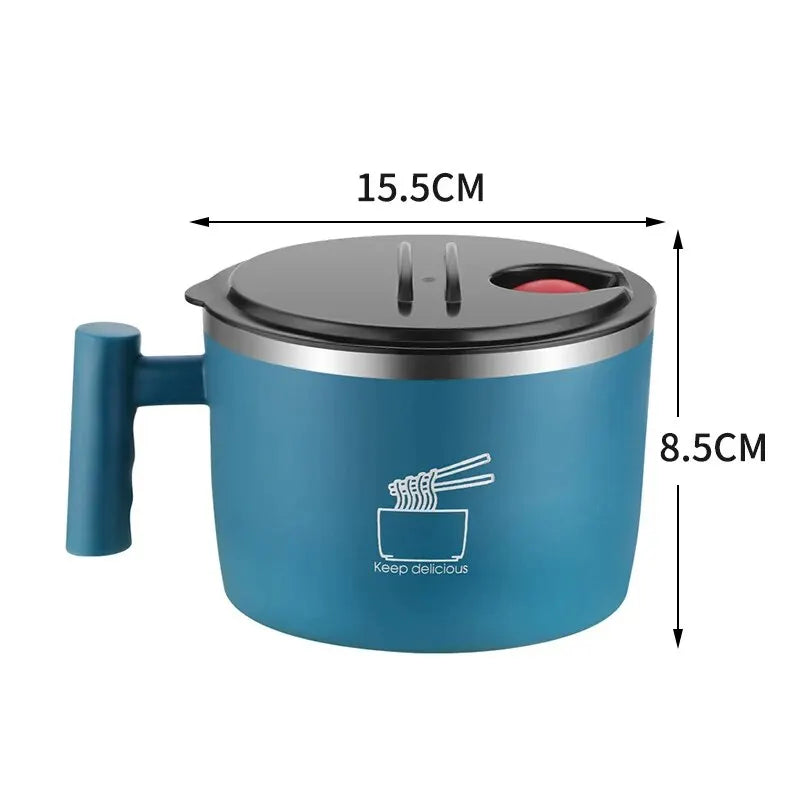 Edelstahlschüssel mit Deckel für Instant-Nudeln – 1000 ml, auslaufsicher & tragbar