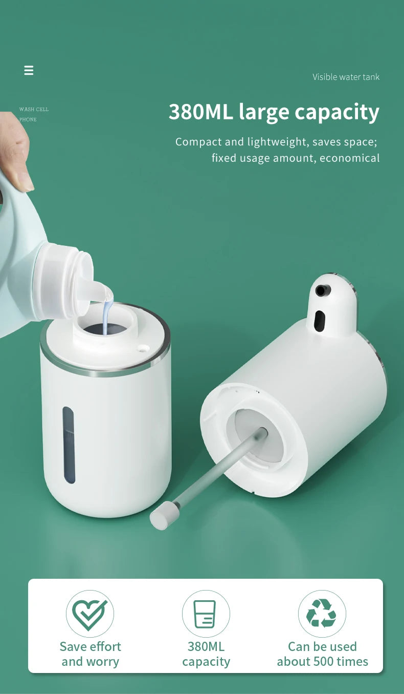 Automatischer Seifenspender – 380ml, wiederaufladbar, 4 Stufen | Sensor-Dispenser
