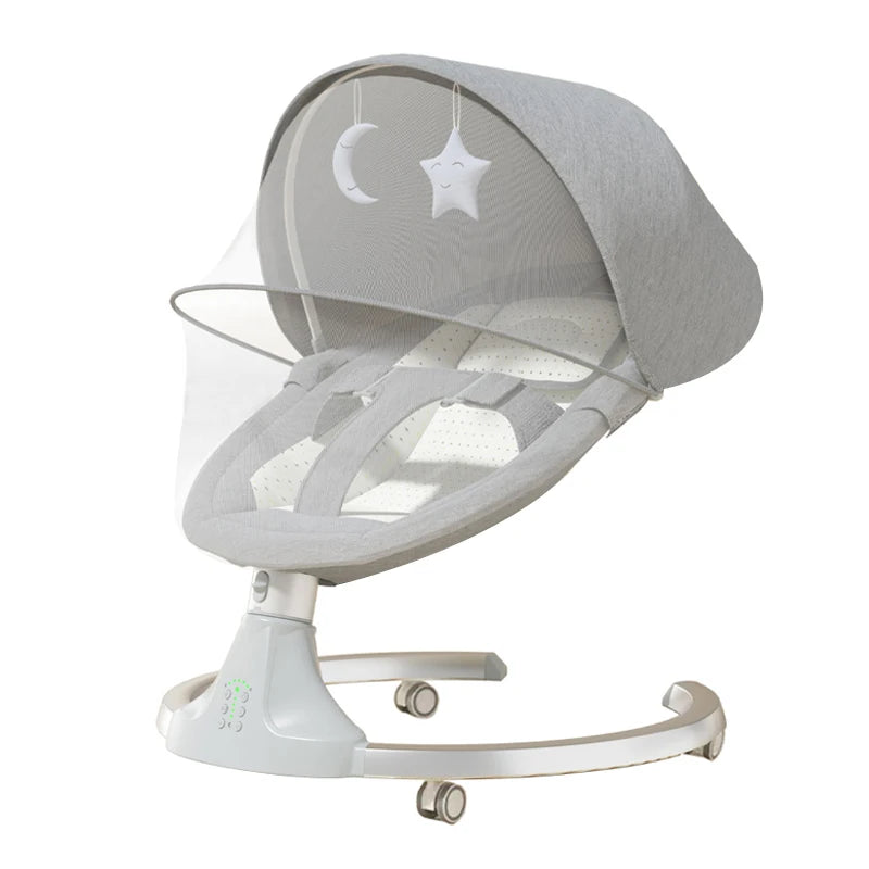 Elektrische Baby-Wiege – Bluetooth, Musik & Moskitonetz