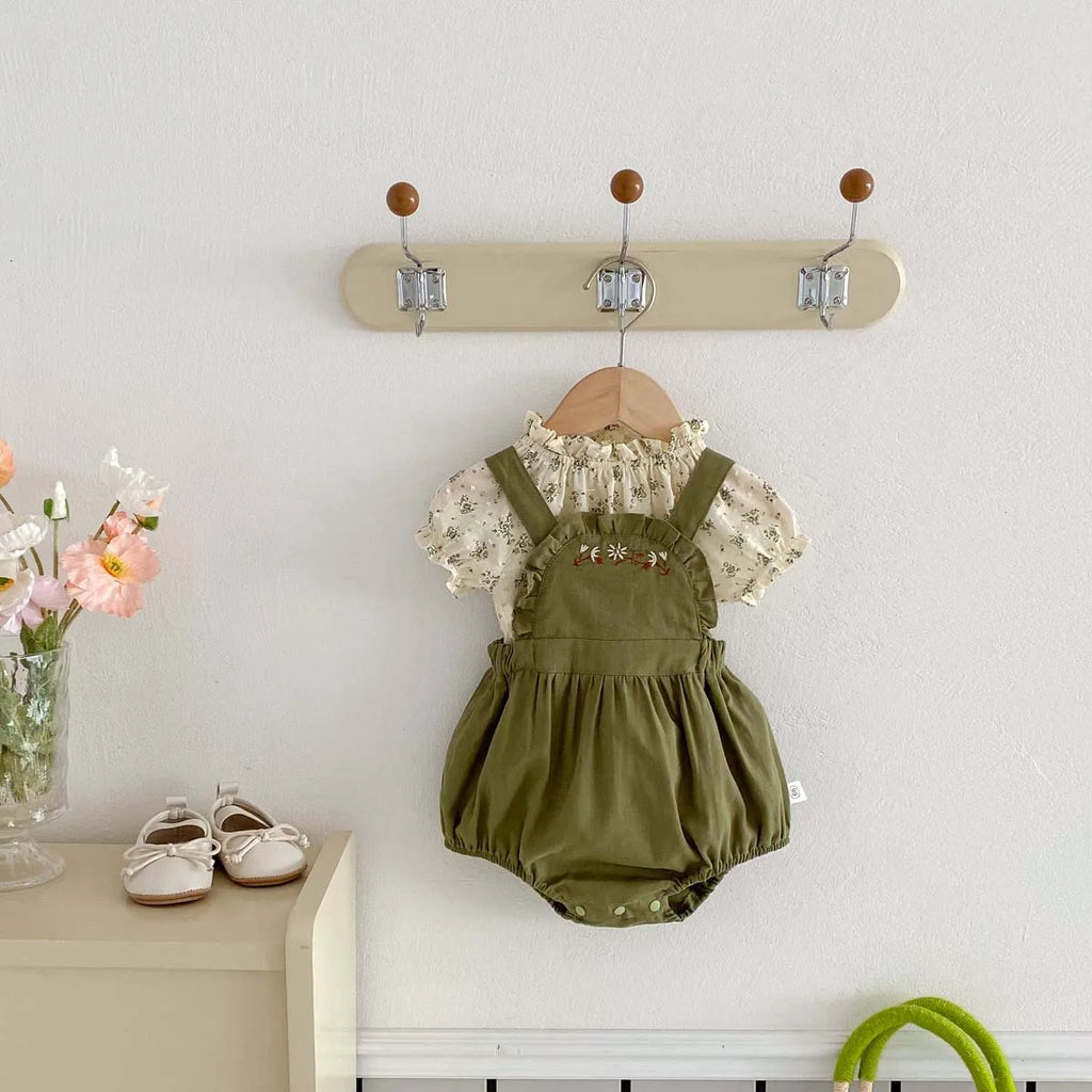 Baby-Kleid Mädchen – Sommer, Grüner Wald & Stickerei