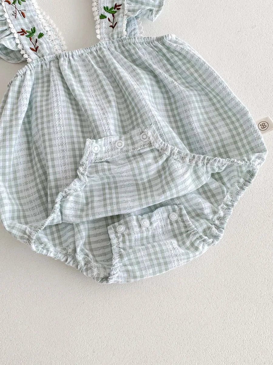 Baby-Kleid Mädchen – Sommer, Grüner Wald & Stickerei