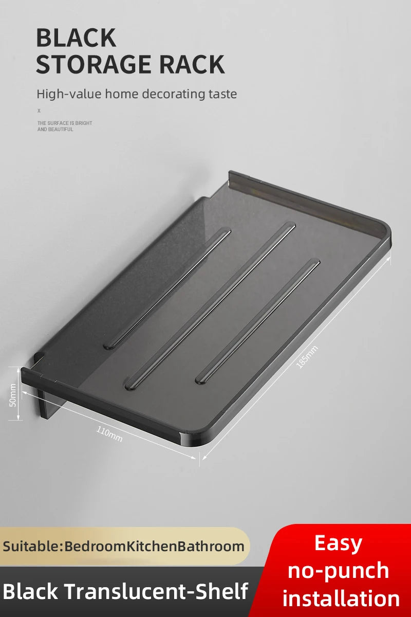 Badezimmer-Wandregal Duschkorb – Schwarz, ABS & Wandmontage