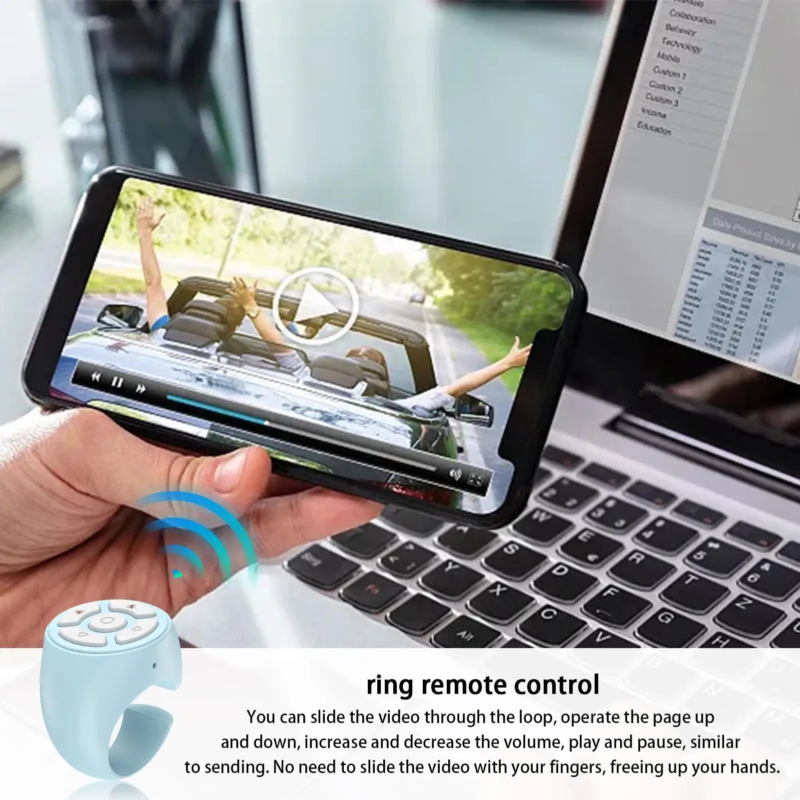 Bluetooth Scrollring – TikTok, Reels & Selfie kabellos steuern